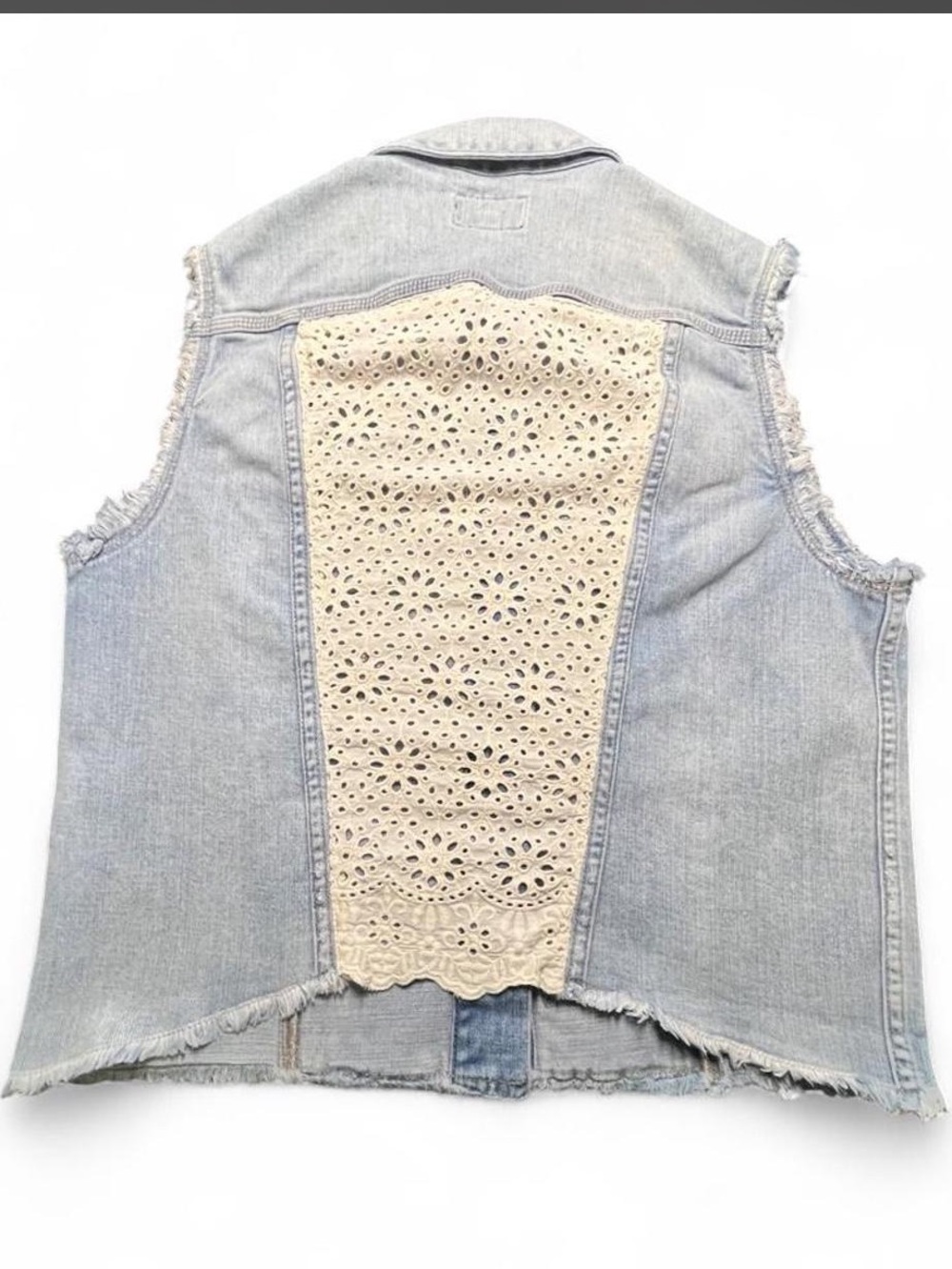 Lucky Brand Denim Vest with Eyelet detail, L